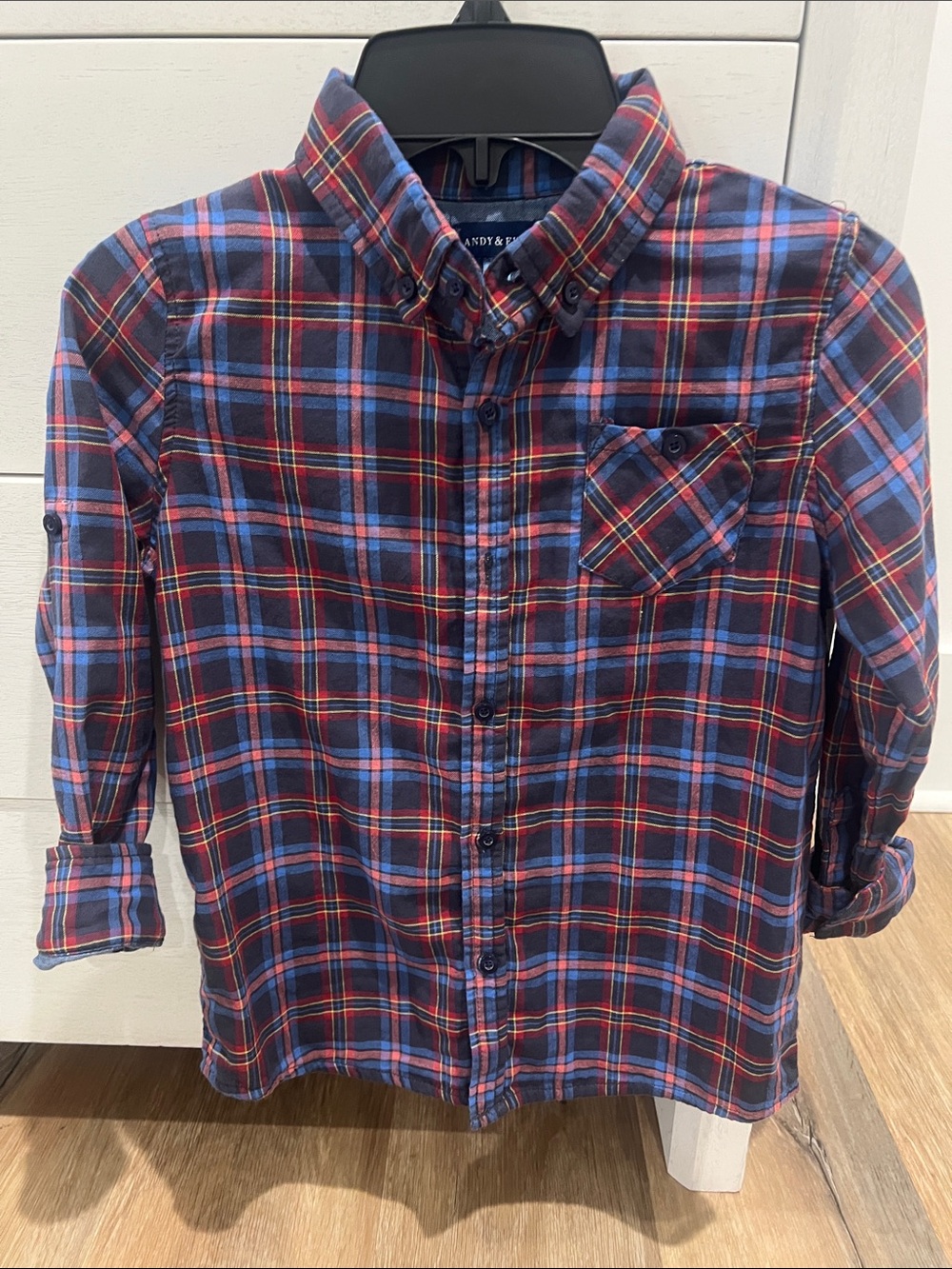 Andy & Evan Red and Navy Plaid Button-Down Shirt